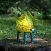 Outdoor light object Chameleon made of mouth-blown glass