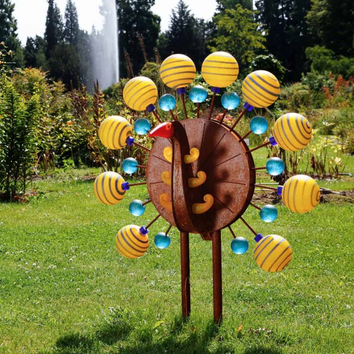 Borowski Glass Outdoor Sculpture Peacock PAVO