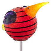 Garden stake with a colorful kiwi bird made of hand-blown glass