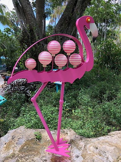 Outdoor sculpture FLAMINGO | Borowski exhibit at Flamingo Gardens in Florida