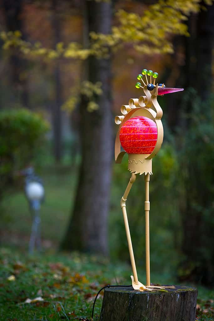 Lichtobjekt Kranich HERON im Herbst