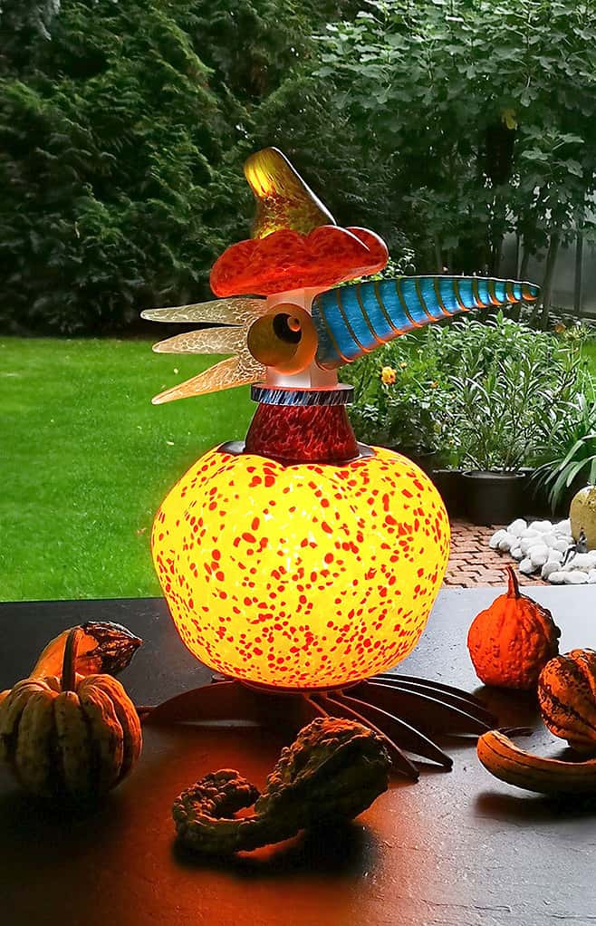 PUMPKIN light object, a luminous pumpkin made of fine glass for the beginning of autumn