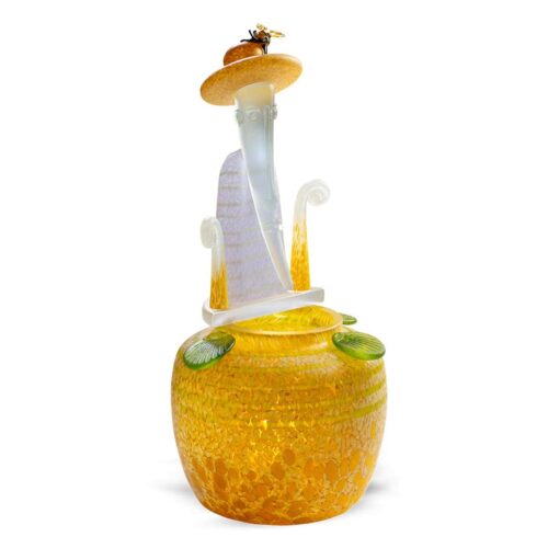 Borowski beekeeper table lamp: With a bee on his hat, the beekeeper harvests the honey.